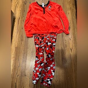 Disney Red Pajama Set with Mickey Mouse